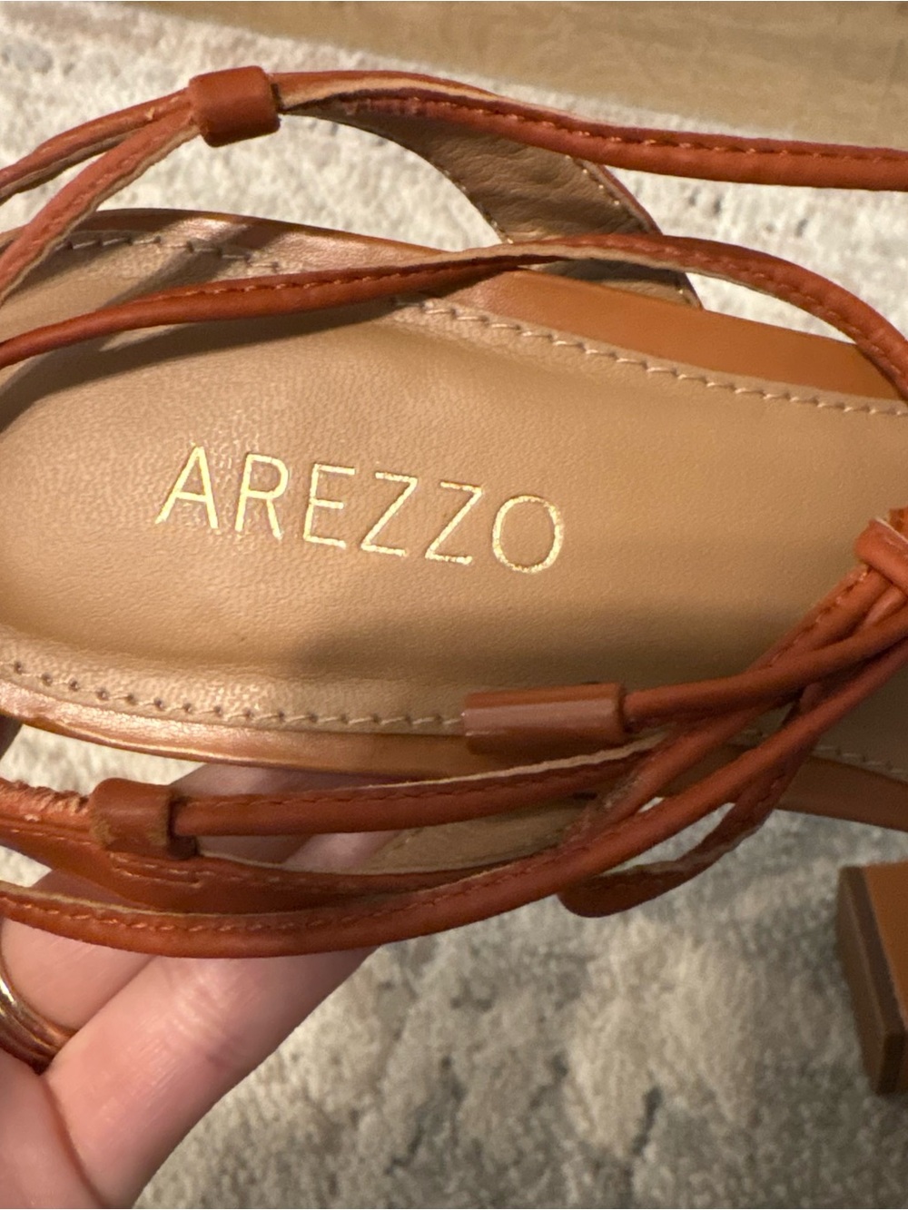 Arezzo Orange Multi-String Lace-Up Sandals - Picture 6 of 6